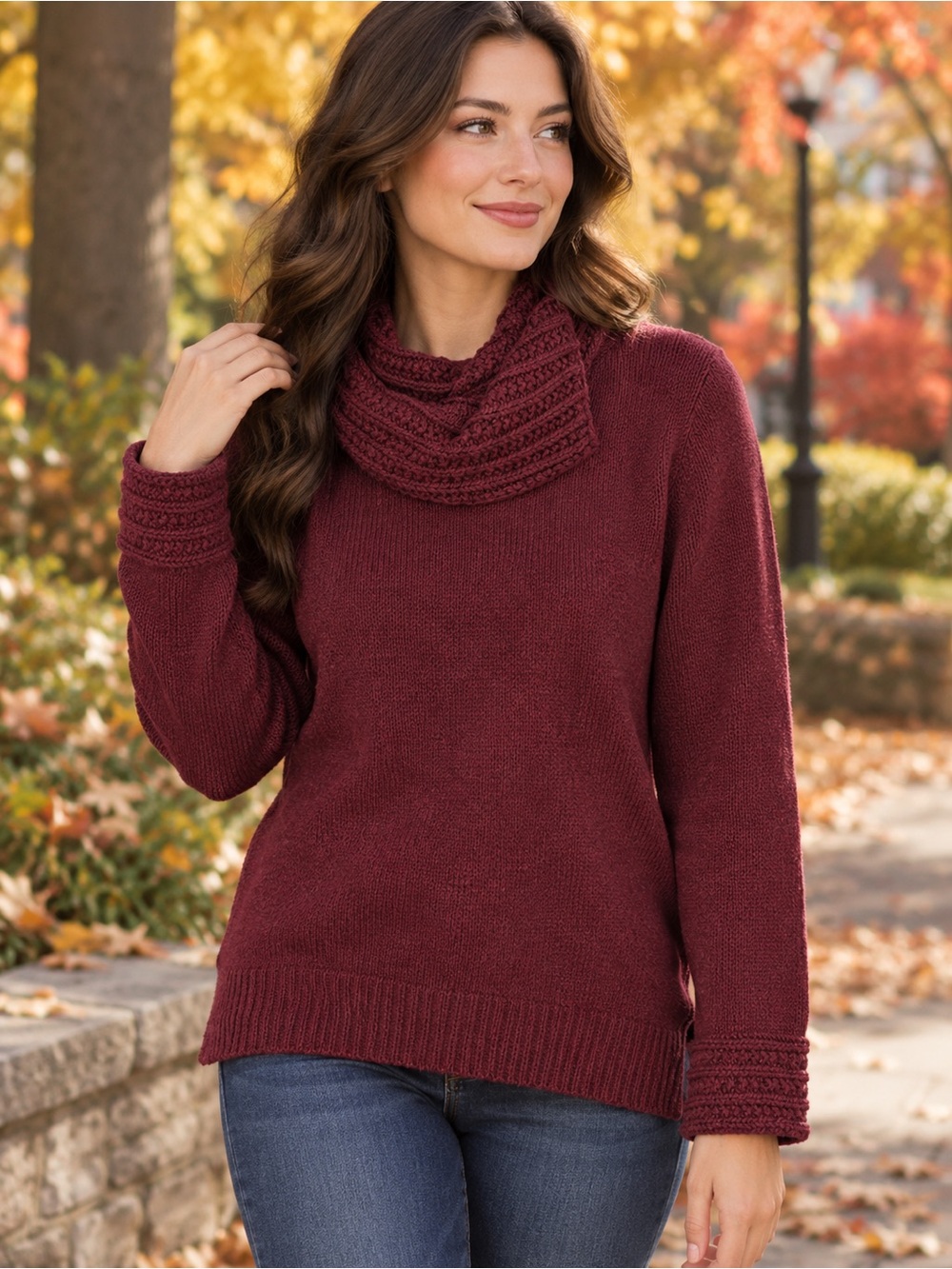 Coldwater Creek Wine Cowl-Neck Sweater (M)